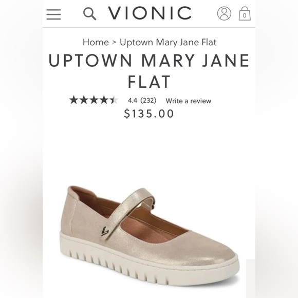 Vionic Uptown Mary Jane Flats Gold Shimmer Leather size 8.5 EUC - Picture 16 of 16